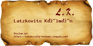 Latzkovits Kálmán névjegykártya
